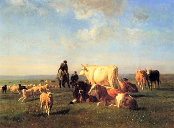Work: Constant Troyon Cows and Sheep Grazing, 1862