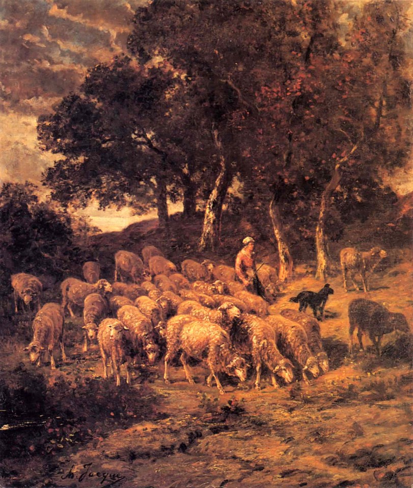 Charles Emile Jacque, A Shepherdess and Her Flock, ca. 1867
Oil on canvas, 26 x 22 in. (66 x 55.9 cm)
JAC-001-PA
Appraisal Value: $0.00
User2: $0.00
User3: $0.00
