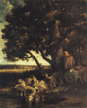 Work: A Shepherdess and her Flock by a Pool, 1870-73